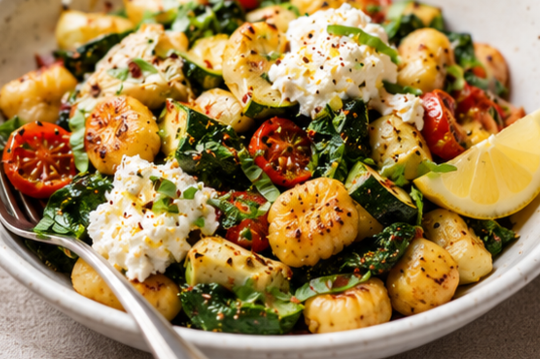 Gnocchi Tray Bake with Lemony Ricotta & Spinach