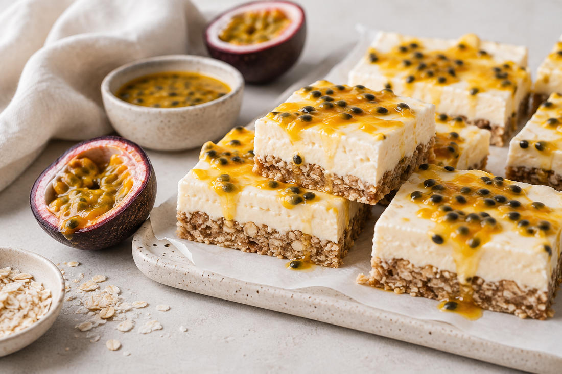 Healthier Passionfruit Slice