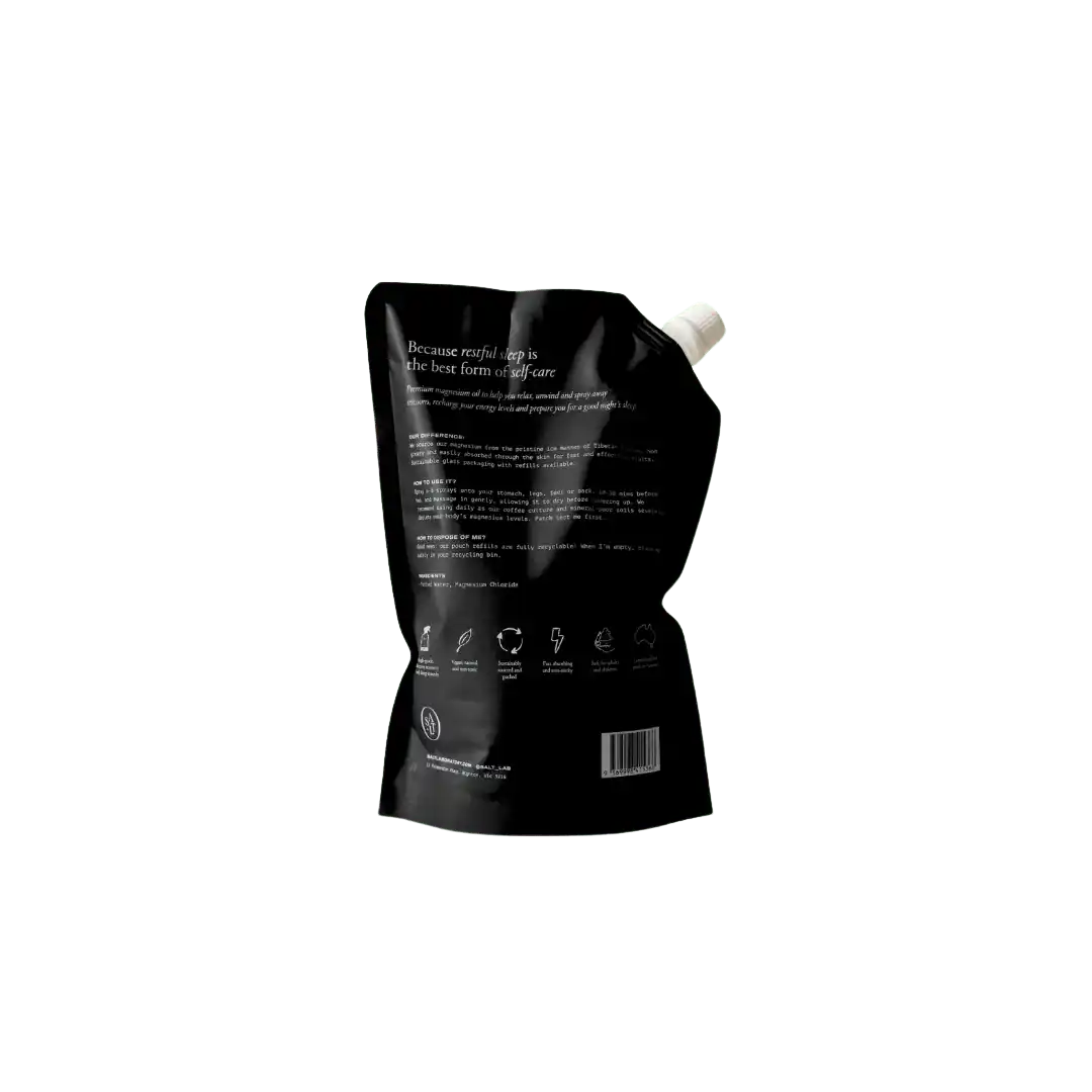 Magnesium Oil Spray Refill Pouch 500ml - Salt Lab